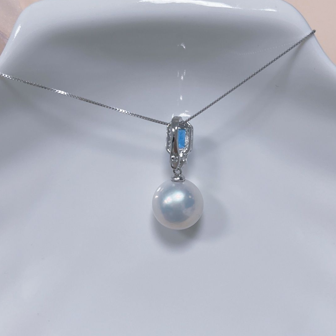 Blue Gemstone & Pearl Pendant – Freshwater Pearl Drop