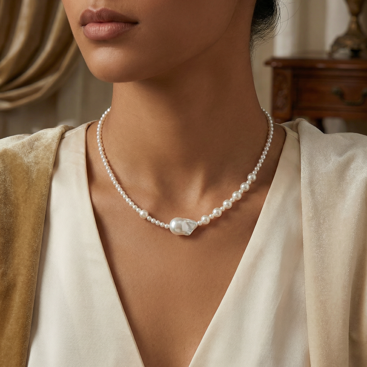 Baroque Pearl Gradient Necklace