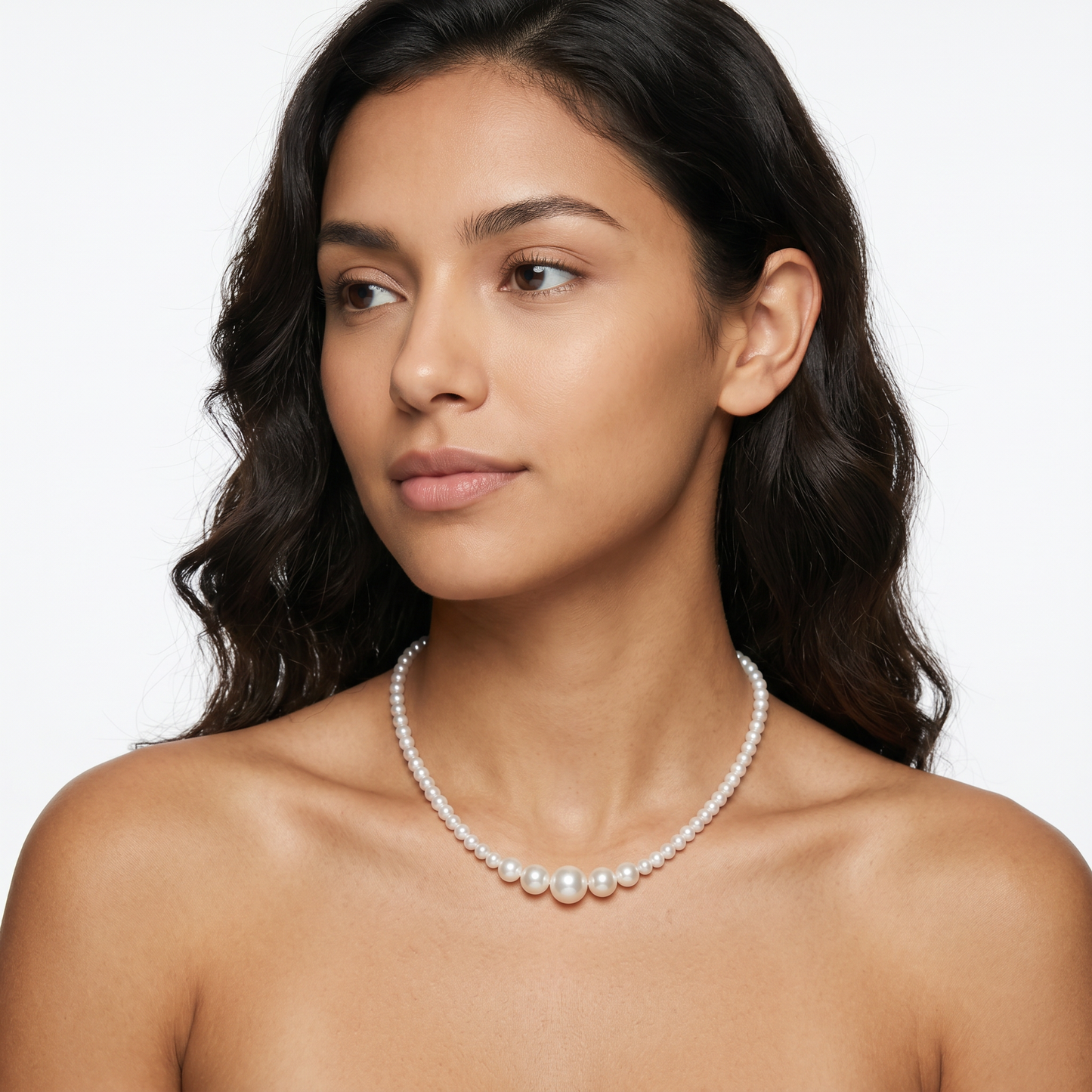 Centerlight Graduated Pearl Necklace – Minimalist Freshwater Pearl Strand