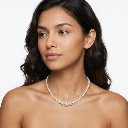 Centerlight Graduated Pearl Necklace – Minimalist Freshwater Pearl Strand