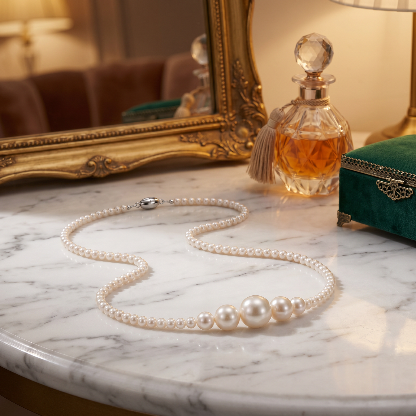 Centerlight Graduated Pearl Necklace – Minimalist Freshwater Pearl Strand