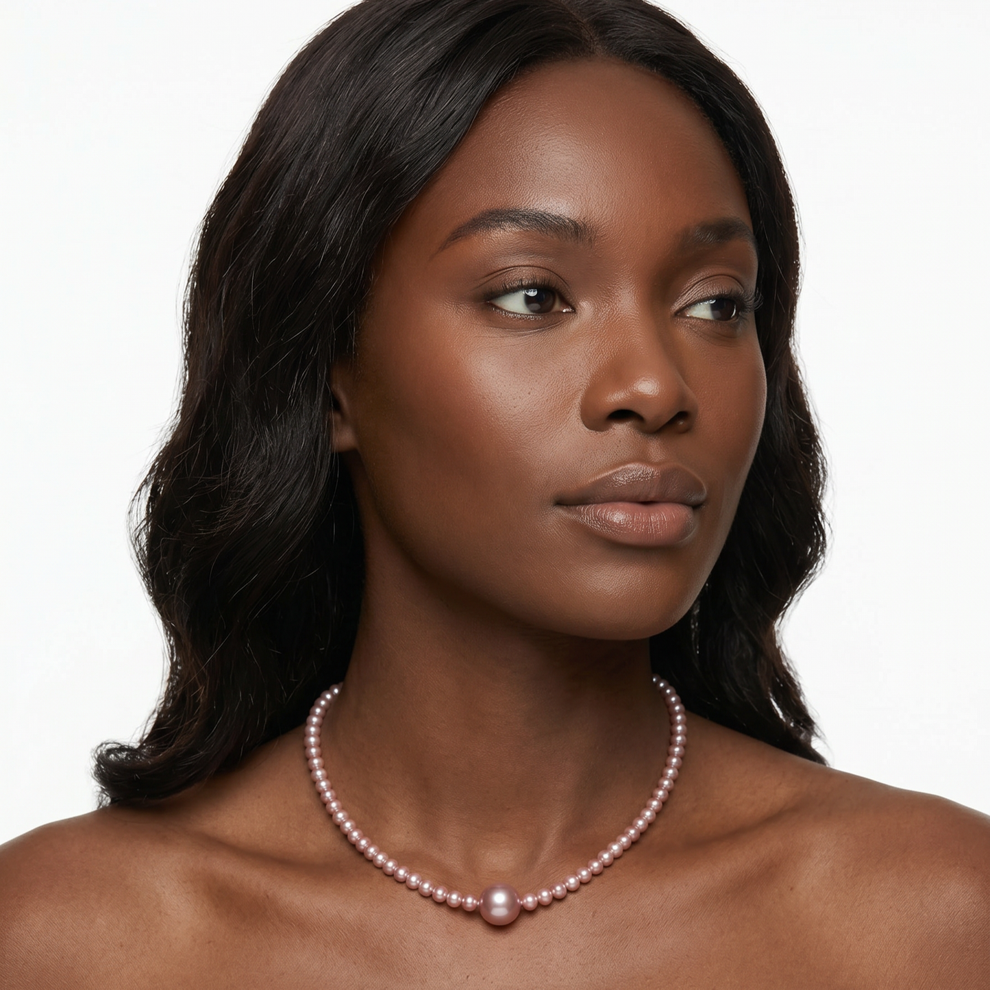Minimalist Purple Pearl Necklace with Center Bead