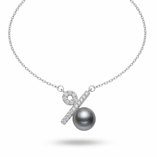 Akoya Pearl Pendant Necklace – Geometric Pearl Necklace with Diamond Accents