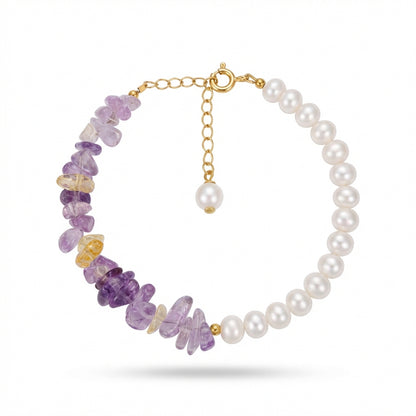 Amethyst crystal and natural pearl bracelet from the Starlight Crystal Pearl Collection