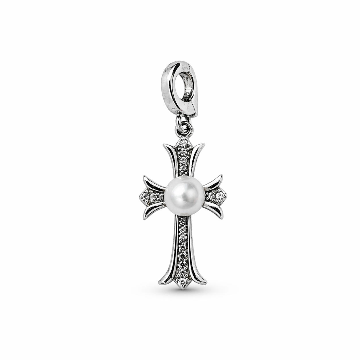 Pearl Cross Necklace – Vintage Cross Pendant with Center Pearl