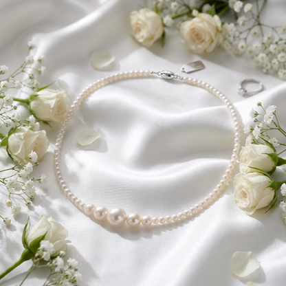 Centerlight Graduated Pearl Necklace – Minimalist Freshwater Pearl Strand